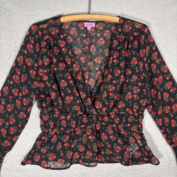 Mi Ami Francescas Top Size L Babydoll Rose Sheer Whimsigoth Dark Fairy Witchy - Picture 2 of 14